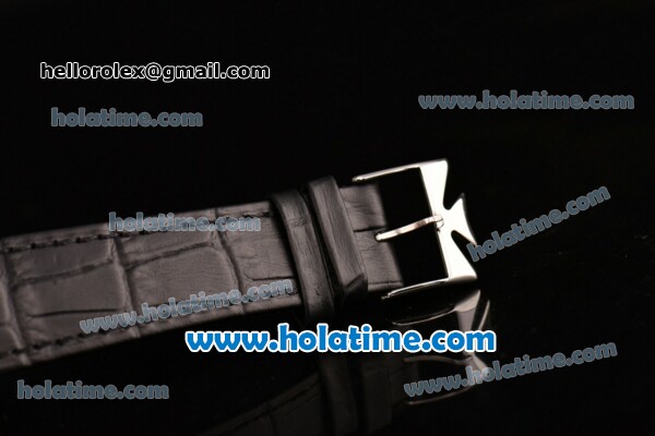 Vacheron Constantin Malte Miyota Quartz Steel Case with Black Leather Bracelet Diamond Markers and White Dial - Click Image to Close